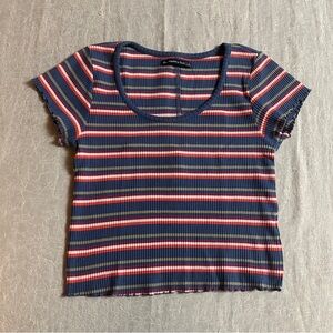 Abercrombie & Fitch Striped Ribbed Women's baby doll cropped Top size large 90s